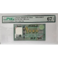 LEBANON 2011 . ONE THOUSNAD 1,000 LIVRES . SPECIMEN BANKNOTE